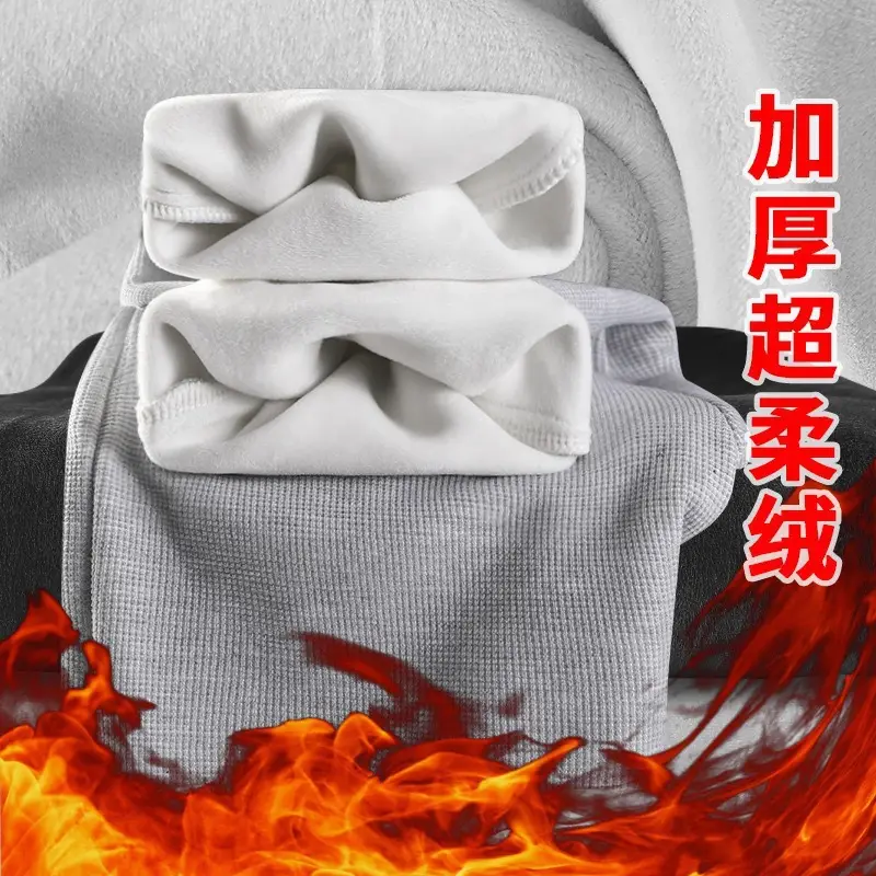 Men's Warm Leg-Tied Sweatpants White Thick Soft All Season - Image 10