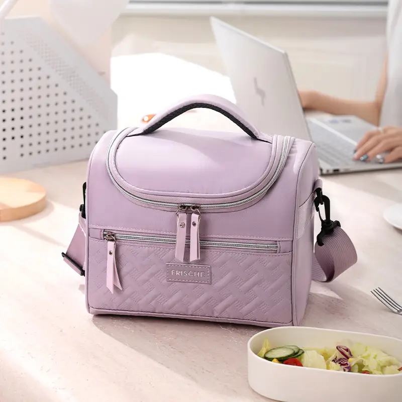 Light Gray Heat Preservation Lunch Bag with Bending Lid - Image 4
