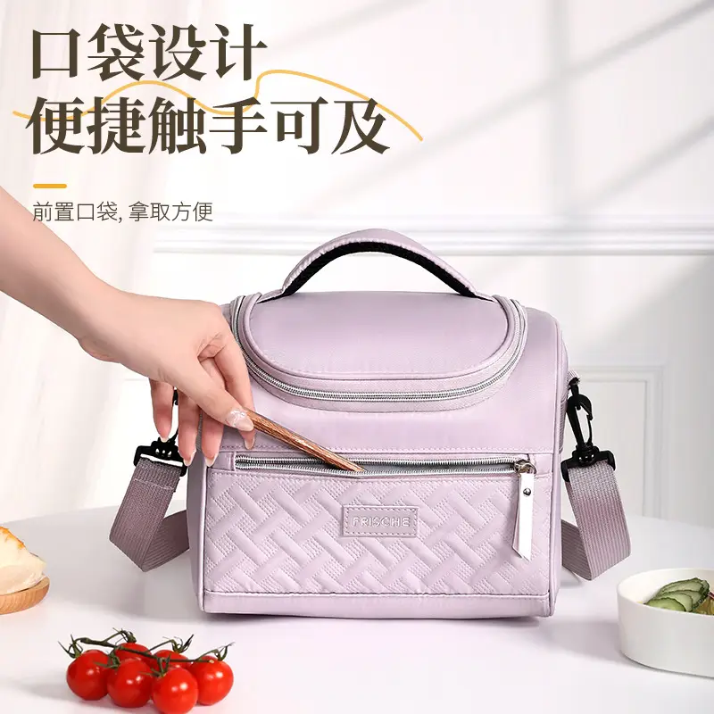 Light Gray Heat Preservation Lunch Bag with Bending Lid - Image 5