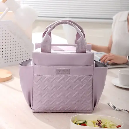 Light Gray Heat Preservation Lunch Bag with Bending Lid — feature 5