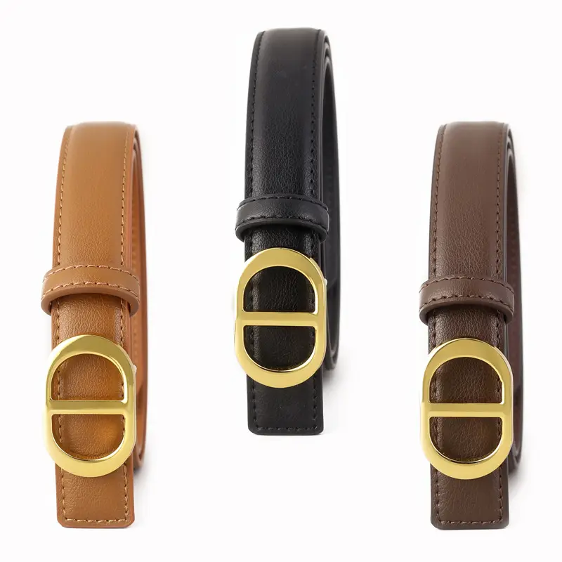 Women's Black Leather Belt with Gold buckle for 2025 - Image 2