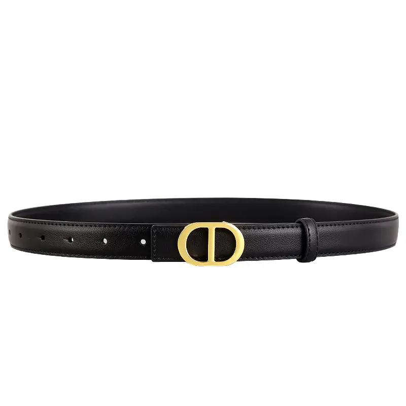 Women's Black Leather Belt with Gold buckle for 2025 - Image 5