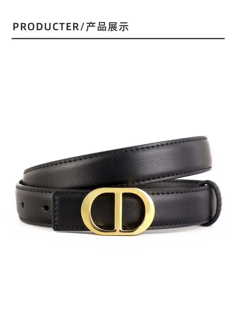 Women's Black Leather Belt with Gold buckle for 2025 — feature 18