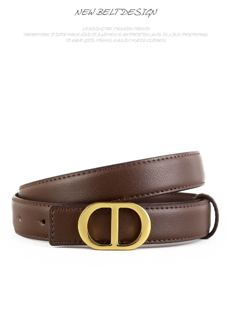 Women's Black Leather Belt with Gold buckle for 2025 — feature 19