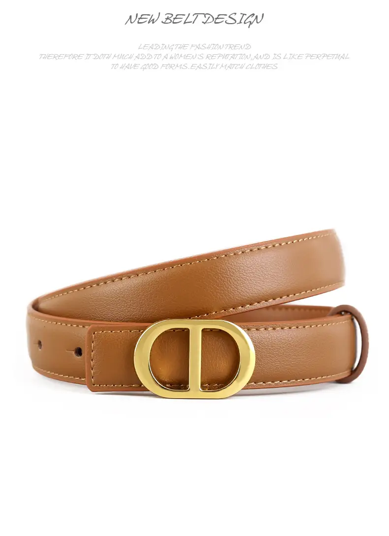 Women's Black Leather Belt with Gold buckle for 2025 — feature 20