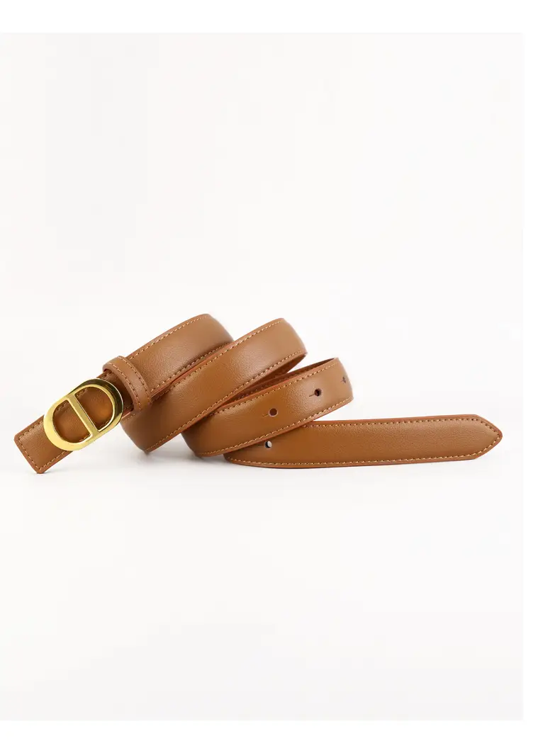 Women's Black Leather Belt with Gold buckle for 2025 — feature 9