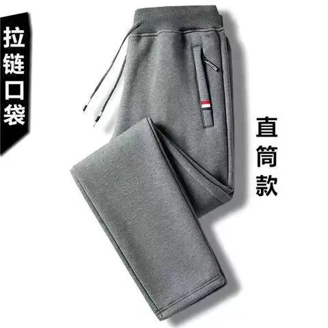 Men Fleece Lined Anti-Theft Pants Black Grey Winter Warm