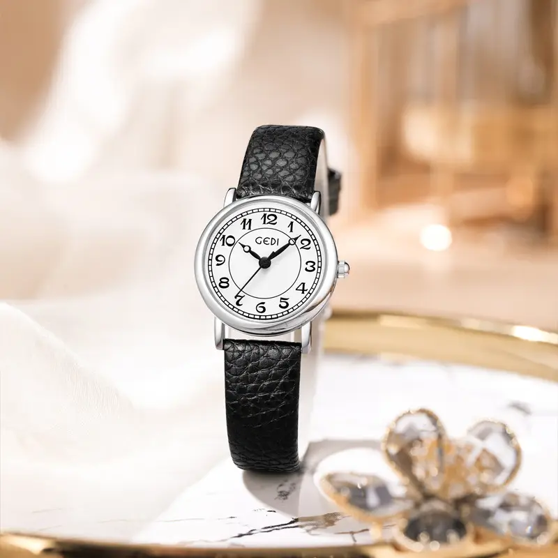 Gold Vintage Women's Quartz Watch with Leather Belt - Image 6