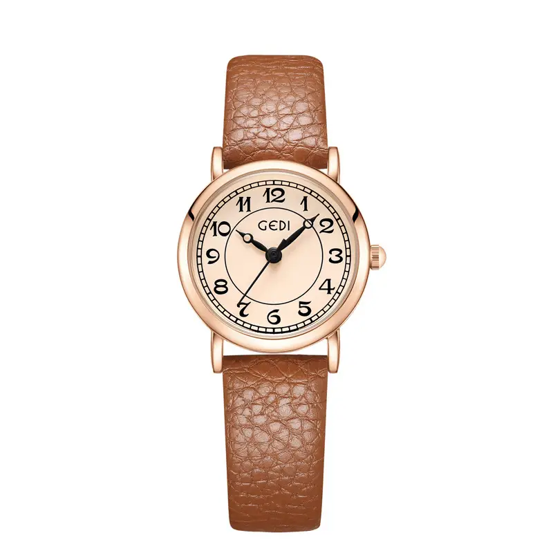Gold Vintage Women's Quartz Watch with Leather Belt - Image 2