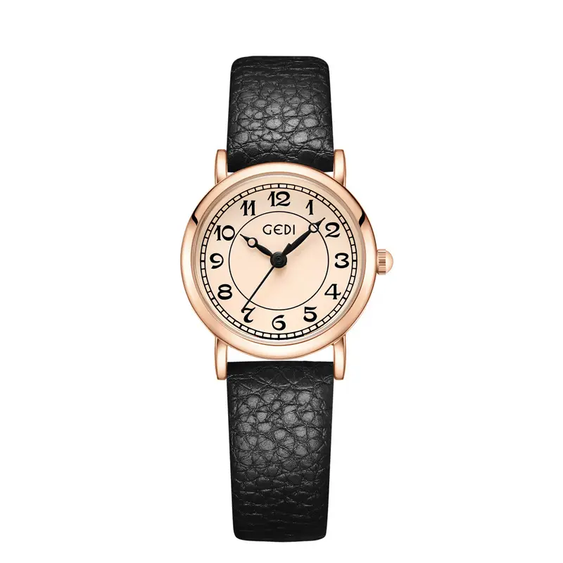 Gold Vintage Women's Quartz Watch with Leather Belt - Image 3