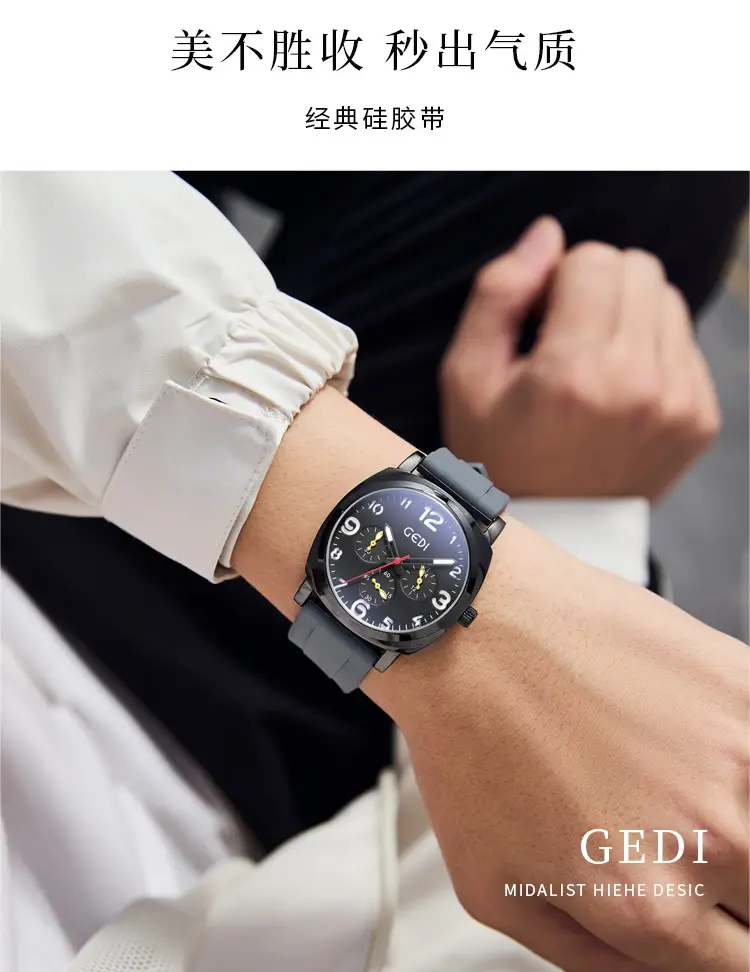 Goldie Men's Black Silicone 3-Eye Watch — feature 3