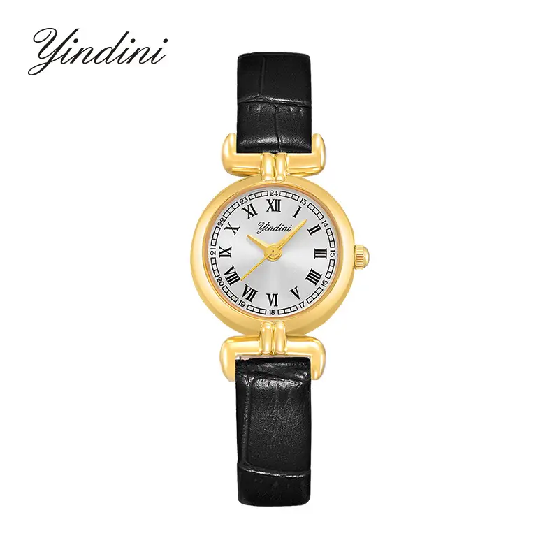 Yindini Gold Roman Dial Women's Quartz Watch Set