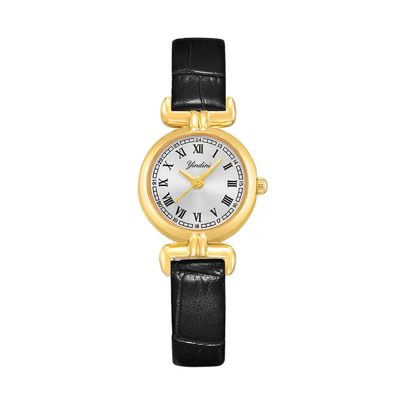 Yindini Gold Roman Dial Women's Quartz Watch Set