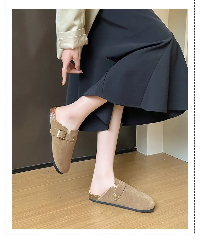 Birkenstock Shoes Women's 2024 New Summer Outer Wear Thick-soled Cork Birkenstock Shoes Sandals Lazy Soft-soled Baotou Half Slippers — feature 10