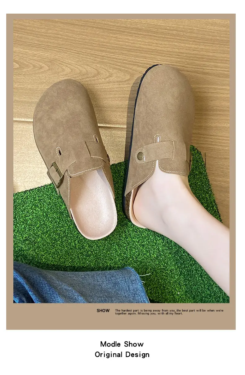 Birkenstock Shoes Women's 2024 New Summer Outer Wear Thick-soled Cork Birkenstock Shoes Sandals Lazy Soft-soled Baotou Half Slippers — feature 11
