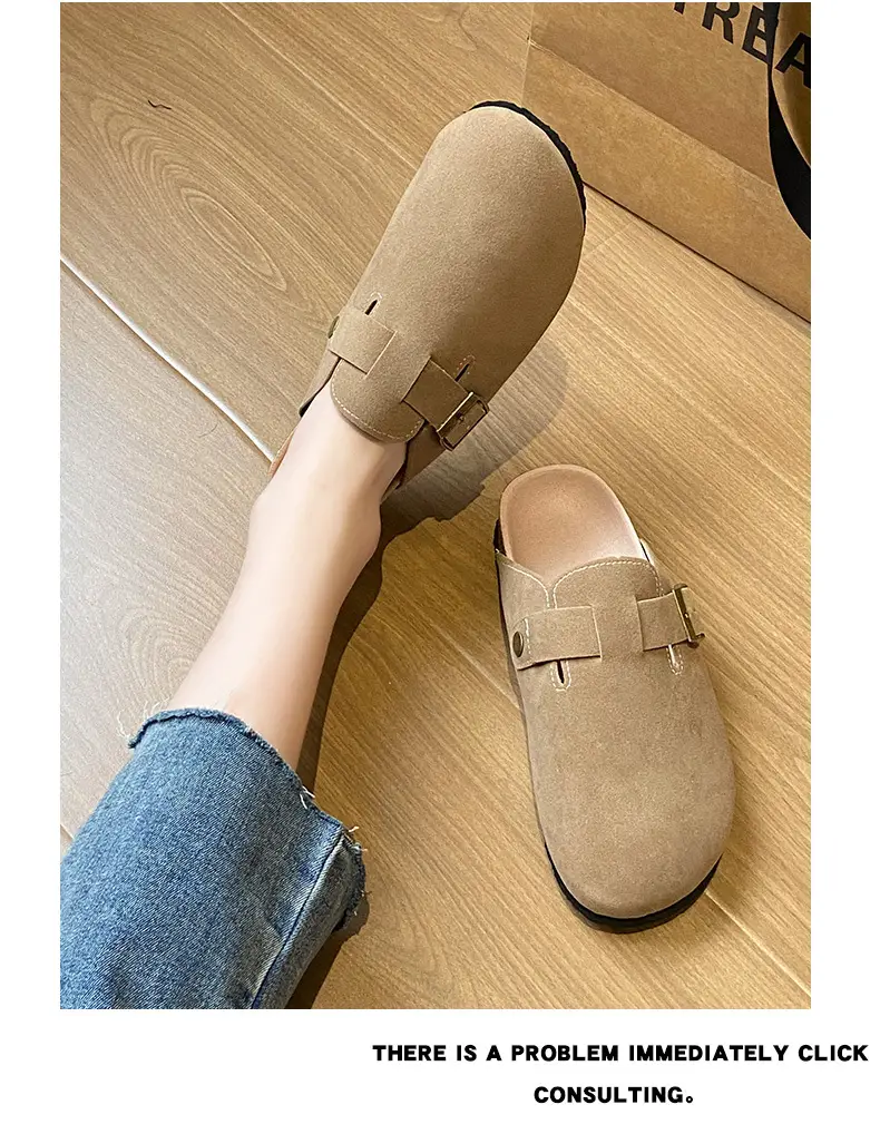 Birkenstock Shoes Women's 2024 New Summer Outer Wear Thick-soled Cork Birkenstock Shoes Sandals Lazy Soft-soled Baotou Half Slippers — feature 12
