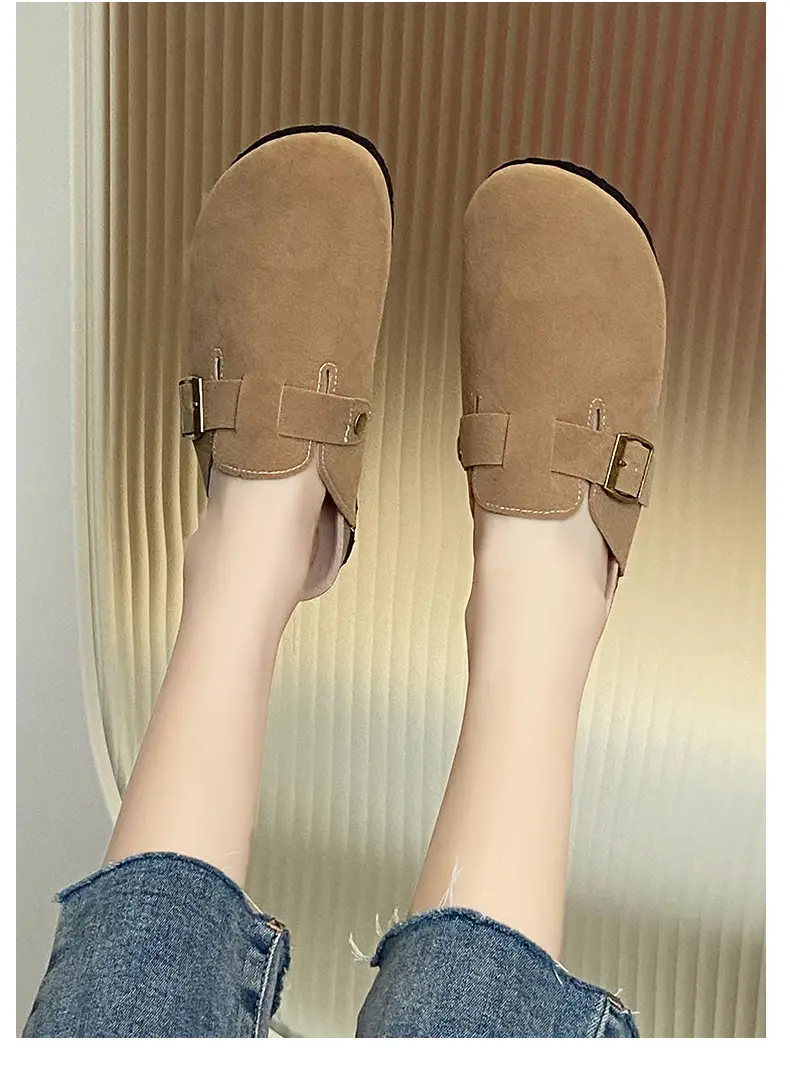 Birkenstock Shoes Women's 2024 New Summer Outer Wear Thick-soled Cork Birkenstock Shoes Sandals Lazy Soft-soled Baotou Half Slippers — feature 13