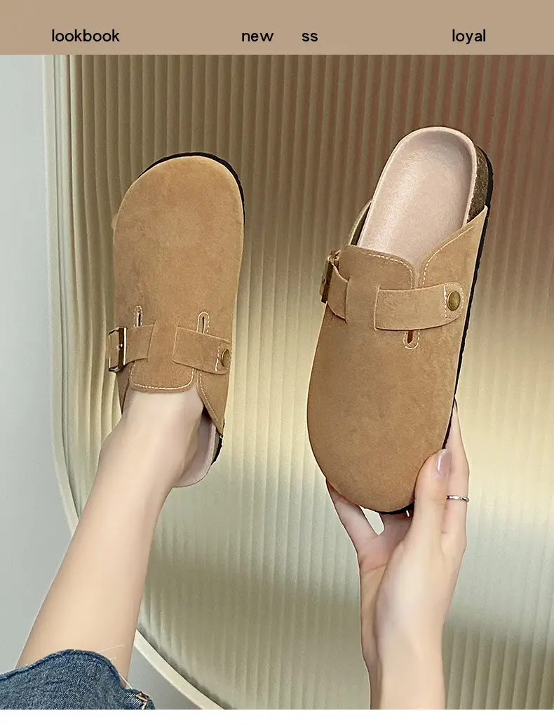 Birkenstock Shoes Women's 2024 New Summer Outer Wear Thick-soled Cork Birkenstock Shoes Sandals Lazy Soft-soled Baotou Half Slippers — feature 14