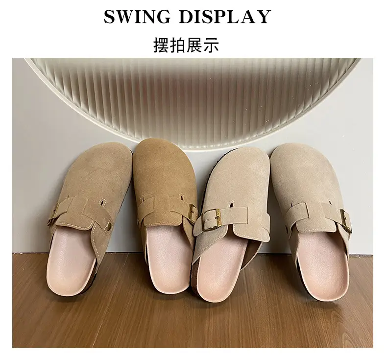 Birkenstock Shoes Women's 2024 New Summer Outer Wear Thick-soled Cork Birkenstock Shoes Sandals Lazy Soft-soled Baotou Half Slippers — feature 15