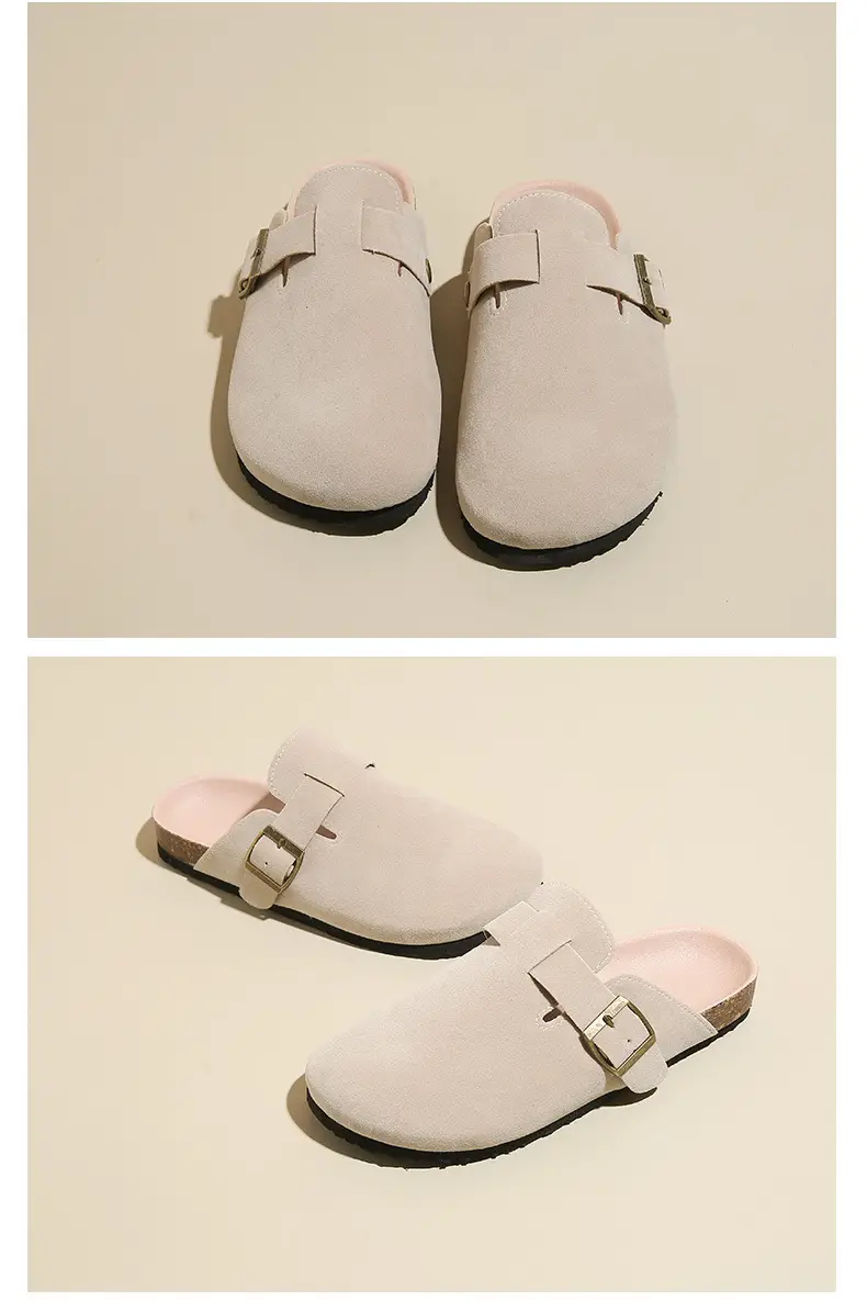 Birkenstock Shoes Women's 2024 New Summer Outer Wear Thick-soled Cork Birkenstock Shoes Sandals Lazy Soft-soled Baotou Half Slippers — feature 16