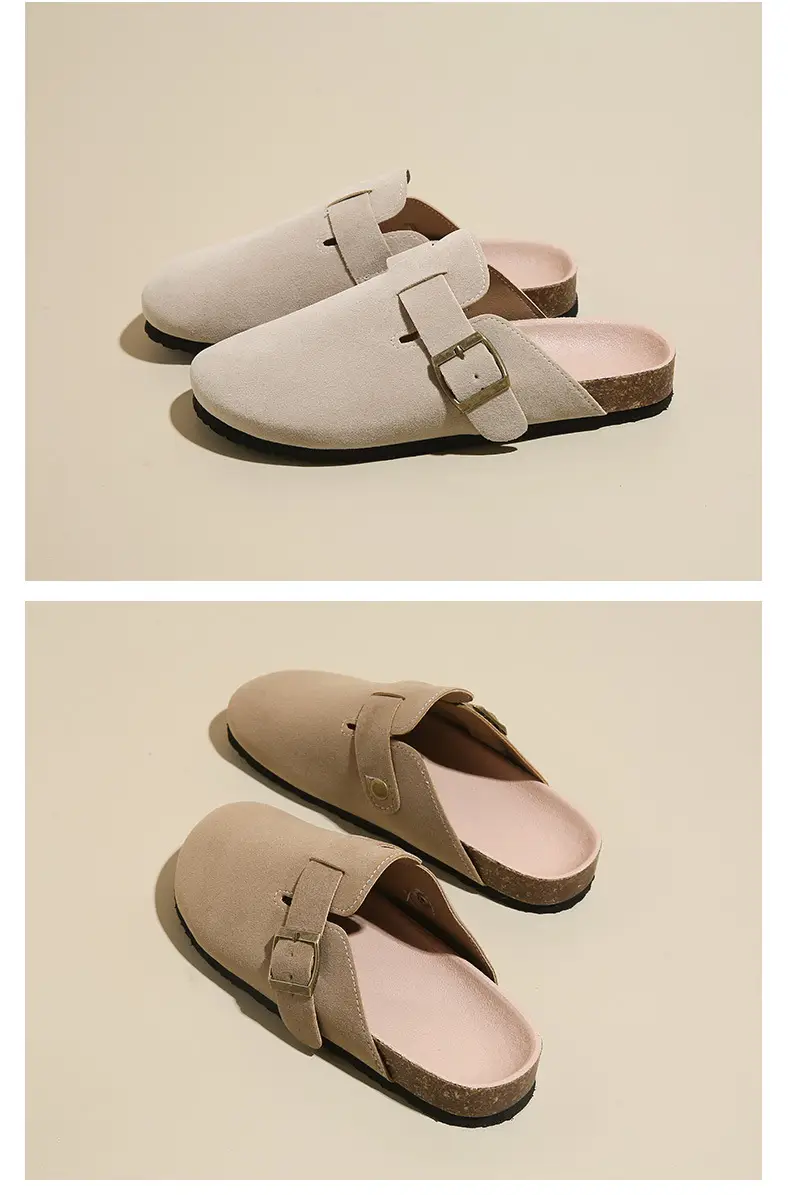 Birkenstock Shoes Women's 2024 New Summer Outer Wear Thick-soled Cork Birkenstock Shoes Sandals Lazy Soft-soled Baotou Half Slippers — feature 17