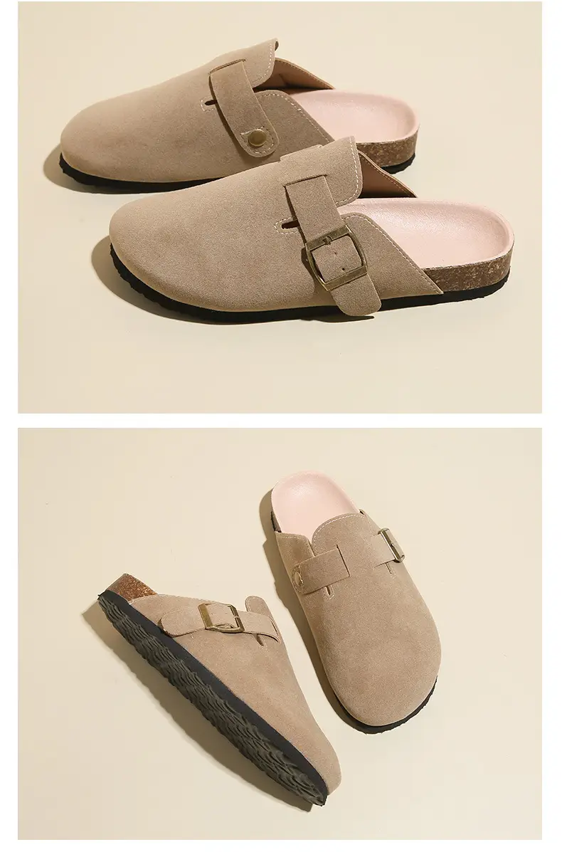 Birkenstock Shoes Women's 2024 New Summer Outer Wear Thick-soled Cork Birkenstock Shoes Sandals Lazy Soft-soled Baotou Half Slippers — feature 18