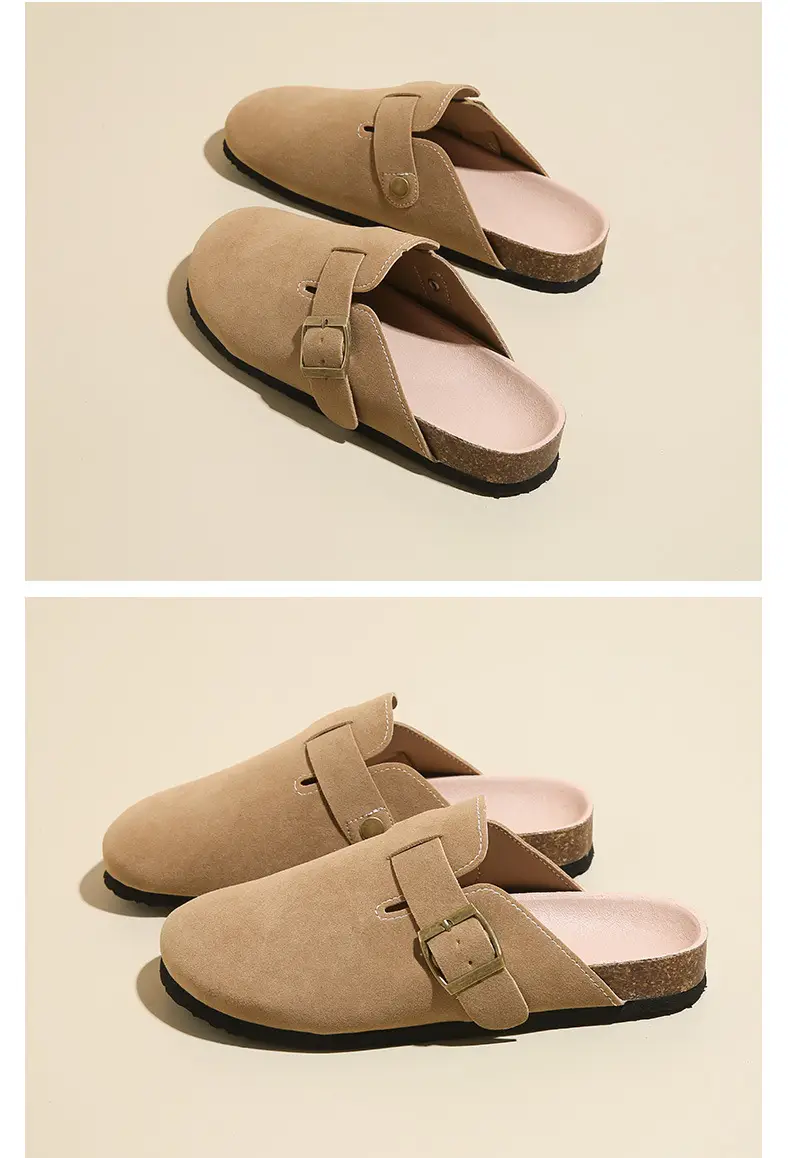 Birkenstock Shoes Women's 2024 New Summer Outer Wear Thick-soled Cork Birkenstock Shoes Sandals Lazy Soft-soled Baotou Half Slippers — feature 19