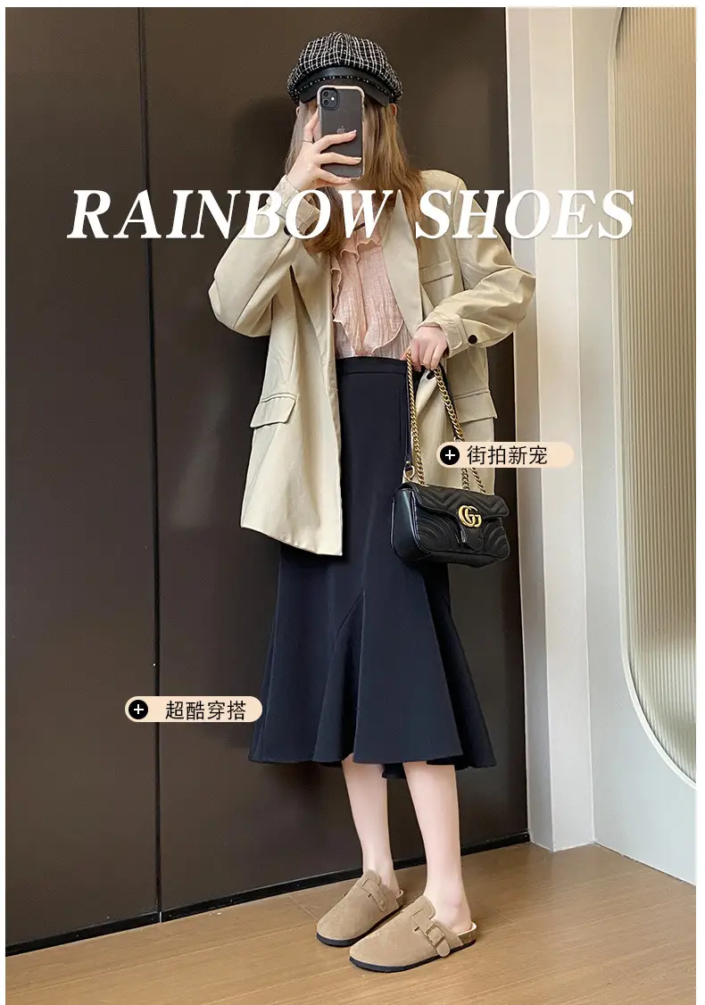 Birkenstock Shoes Women's 2024 New Summer Outer Wear Thick-soled Cork Birkenstock Shoes Sandals Lazy Soft-soled Baotou Half Slippers — feature 2