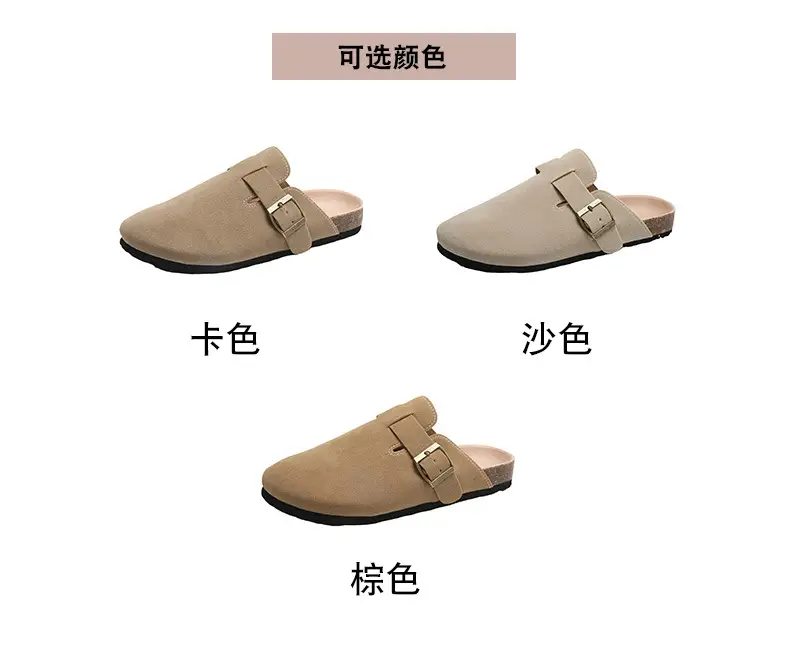 Birkenstock Shoes Women's 2024 New Summer Outer Wear Thick-soled Cork Birkenstock Shoes Sandals Lazy Soft-soled Baotou Half Slippers — feature 5
