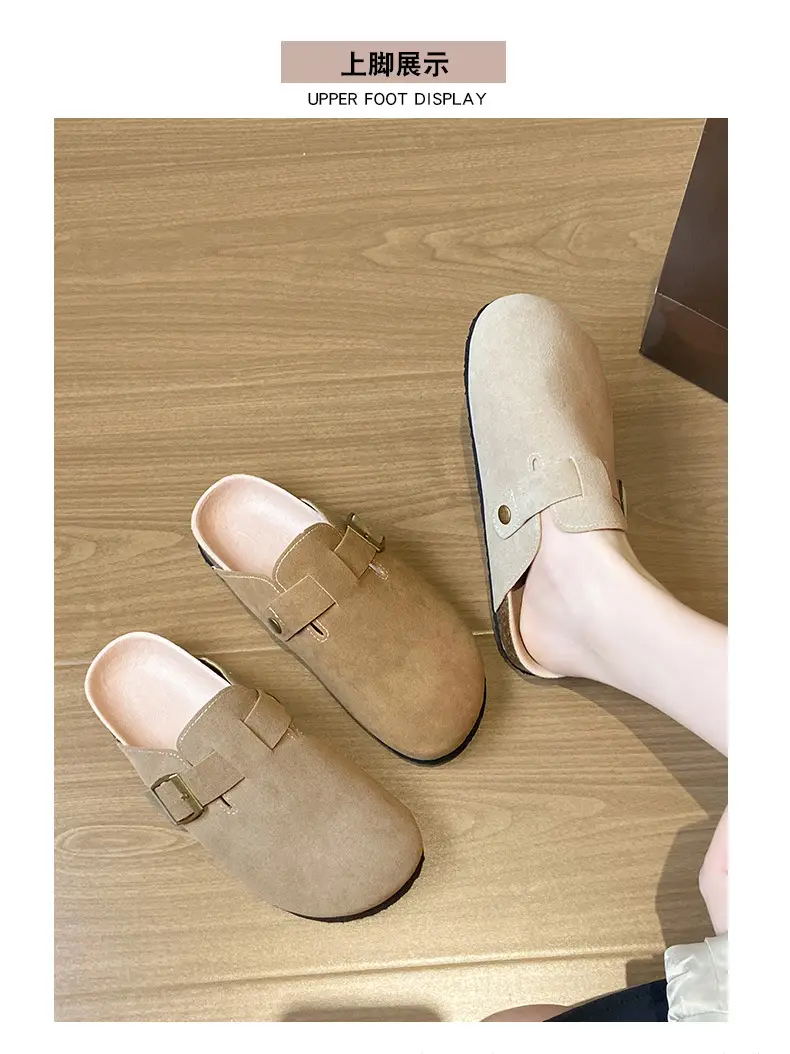 Birkenstock Shoes Women's 2024 New Summer Outer Wear Thick-soled Cork Birkenstock Shoes Sandals Lazy Soft-soled Baotou Half Slippers — feature 6