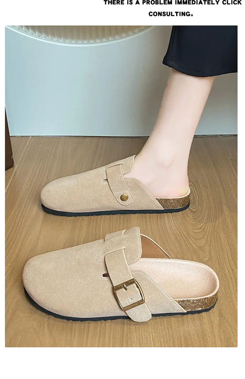 Birkenstock Shoes Women's 2024 New Summer Outer Wear Thick-soled Cork Birkenstock Shoes Sandals Lazy Soft-soled Baotou Half Slippers — feature 7