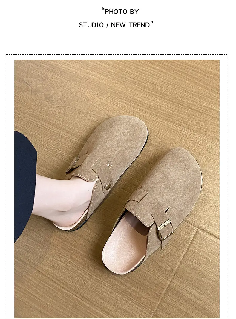 Birkenstock Shoes Women's 2024 New Summer Outer Wear Thick-soled Cork Birkenstock Shoes Sandals Lazy Soft-soled Baotou Half Slippers — feature 9