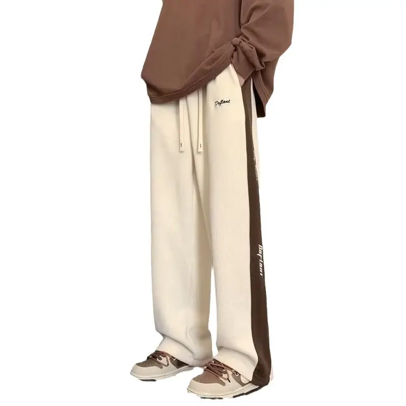 Men's Fleece Warm Casual Pants Black White - Image 13