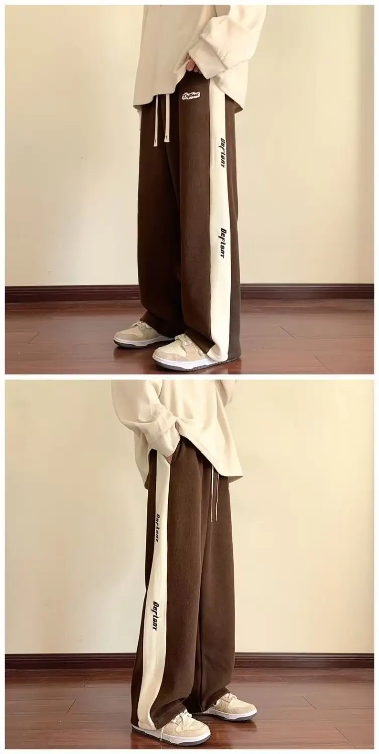 Men's Fleece Warm Casual Pants Black White — feature 8