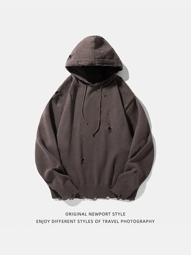 Black Velvet Hoodie with Asymmetrical Hole Design