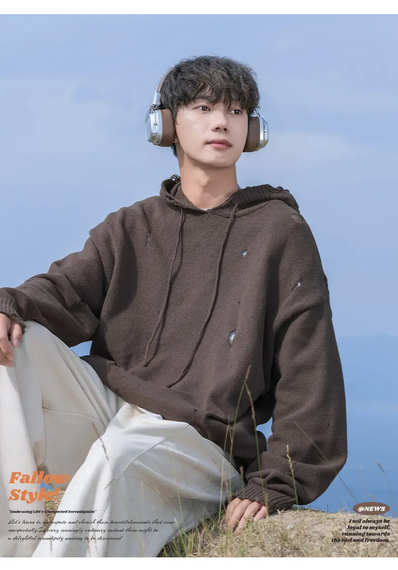 Black Velvet Hoodie with Asymmetrical Hole Design — feature 1
