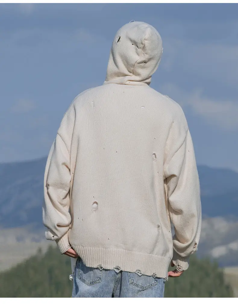 Black Velvet Hoodie with Asymmetrical Hole Design — feature 10