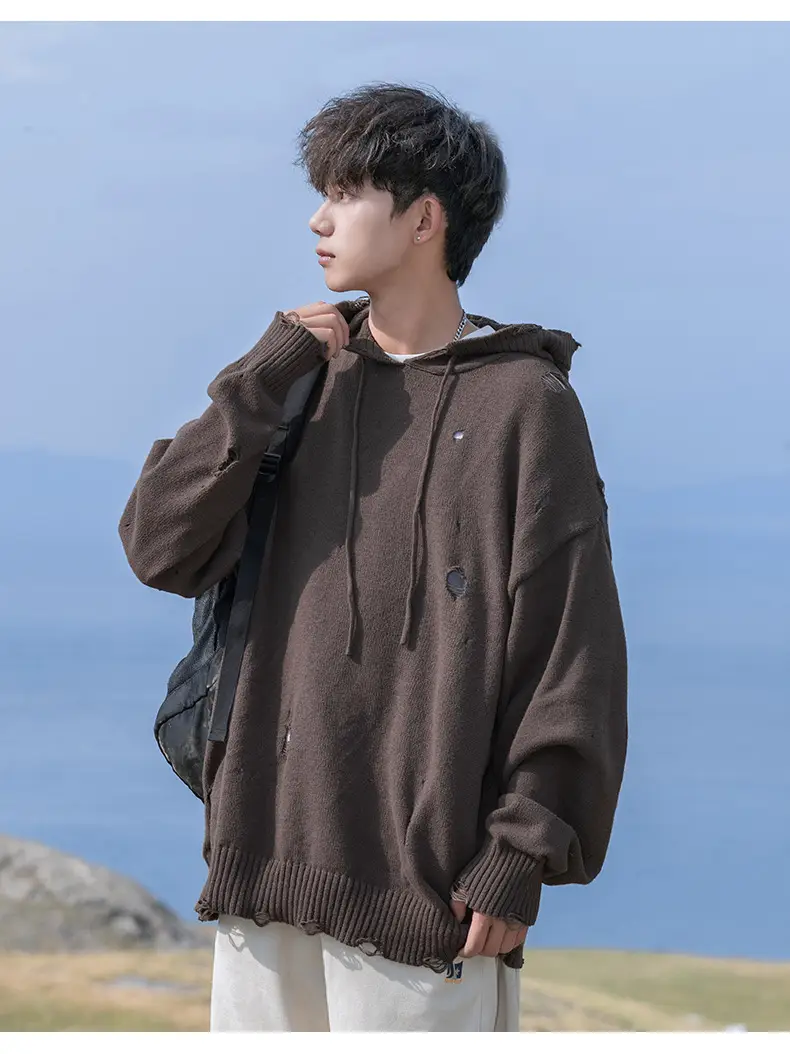 Black Velvet Hoodie with Asymmetrical Hole Design — feature 14