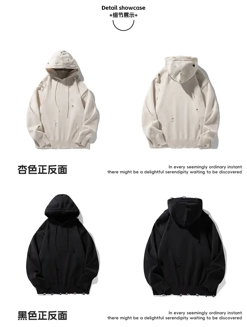 Black Velvet Hoodie with Asymmetrical Hole Design — feature 25