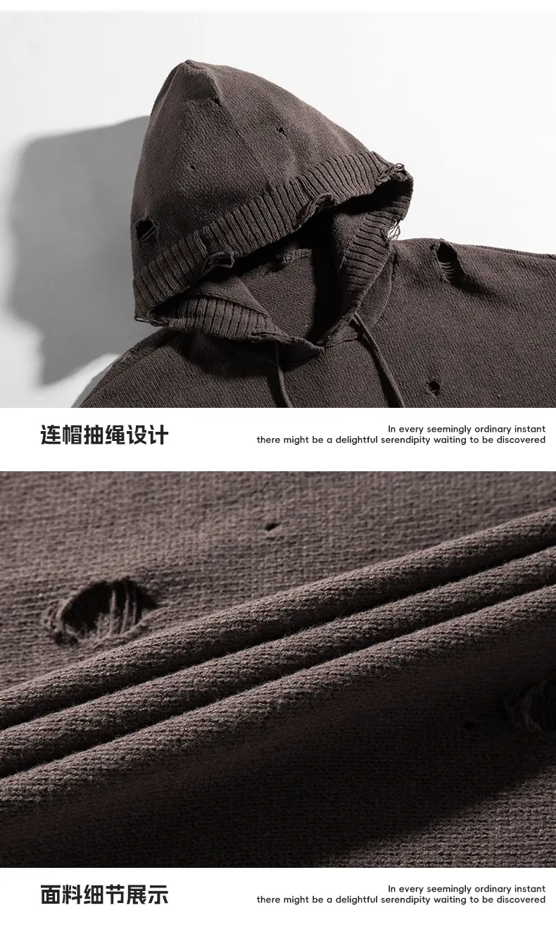 Black Velvet Hoodie with Asymmetrical Hole Design — feature 27