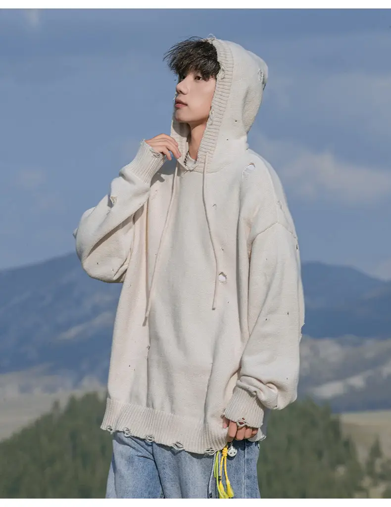 Black Velvet Hoodie with Asymmetrical Hole Design — feature 9