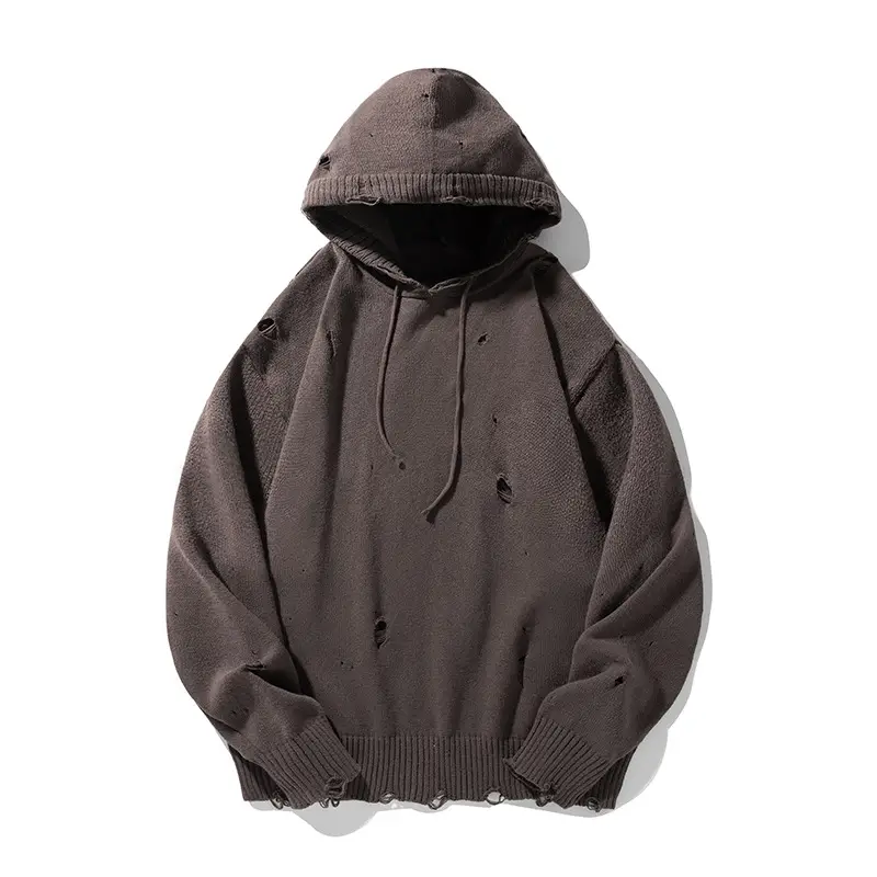 Black Velvet Hoodie with Asymmetrical Hole Design