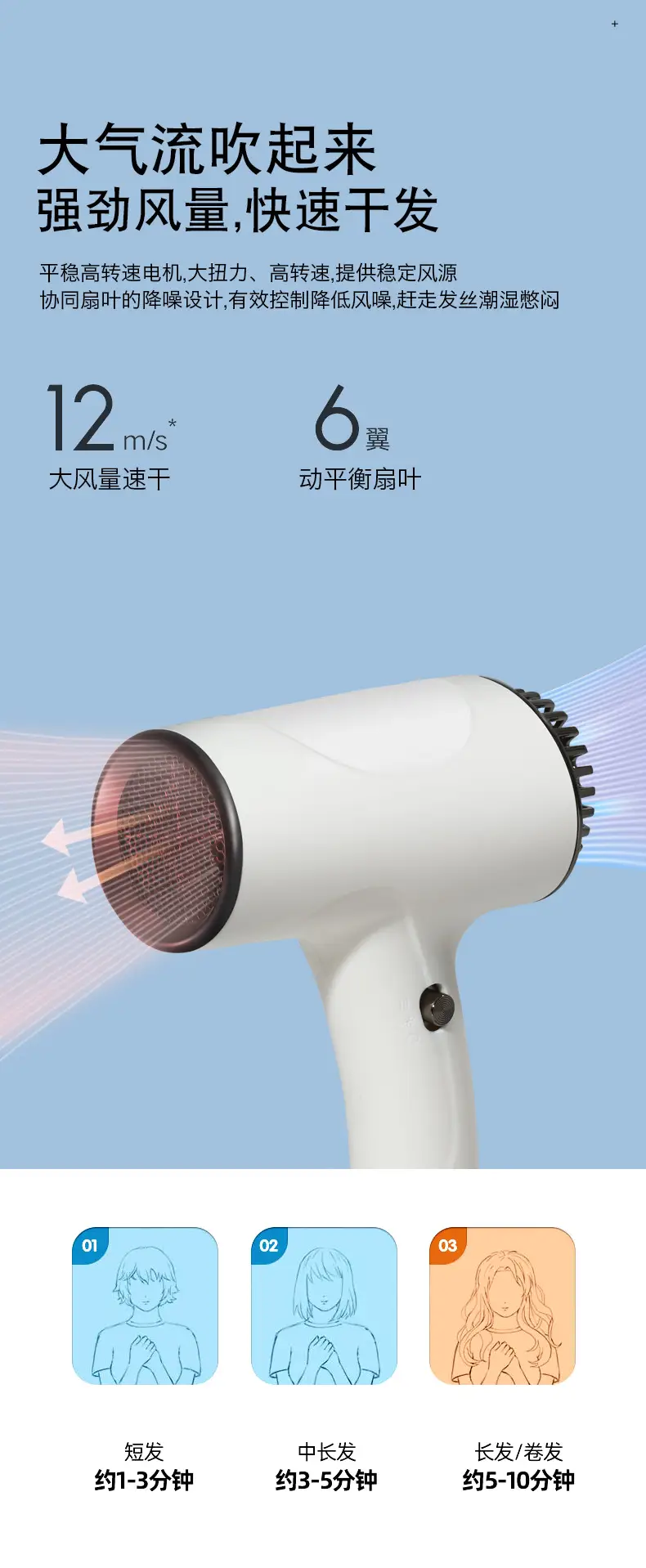 Wireless Portable Hair Dryer Black High Power — feature 5
