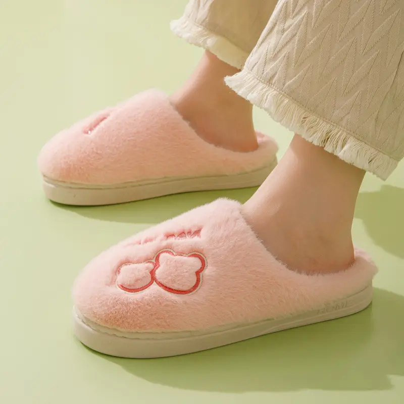 Cotton Slippers Men's Autumn and Winter Indoor Home Comfortable Thick Sole Dung Feeling Plush Warm Couple Shoes for Women - Image 7