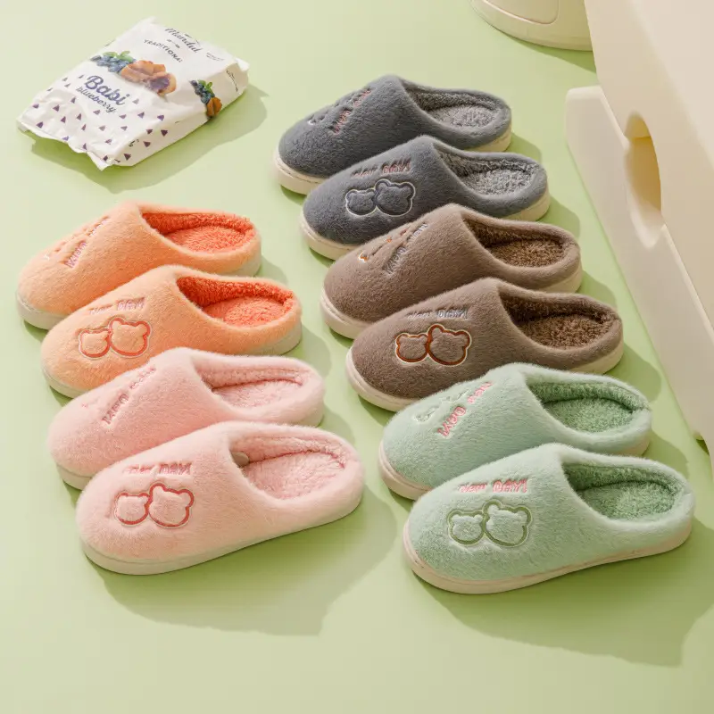 Cotton Slippers Men's Autumn and Winter Indoor Home Comfortable Thick Sole Dung Feeling Plush Warm Couple Shoes for Women - Image 8
