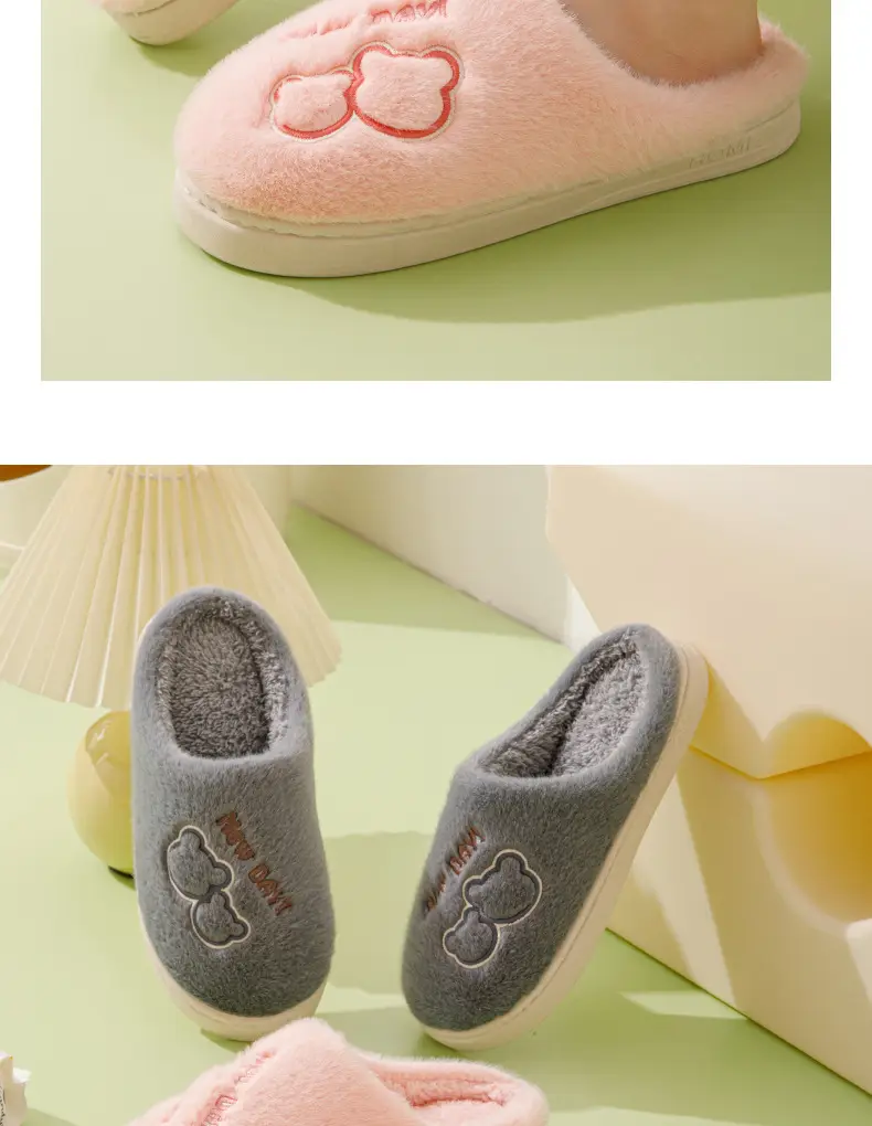 Cotton Slippers Men's Autumn and Winter Indoor Home Comfortable Thick Sole Dung Feeling Plush Warm Couple Shoes for Women — feature 13