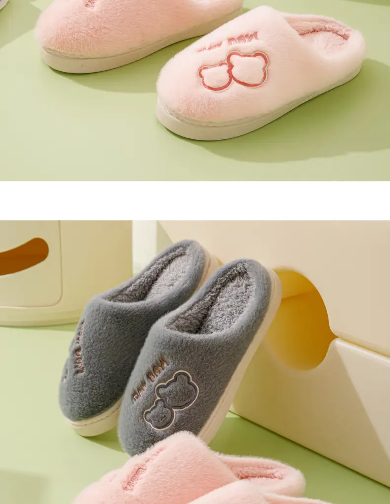 Cotton Slippers Men's Autumn and Winter Indoor Home Comfortable Thick Sole Dung Feeling Plush Warm Couple Shoes for Women — feature 14