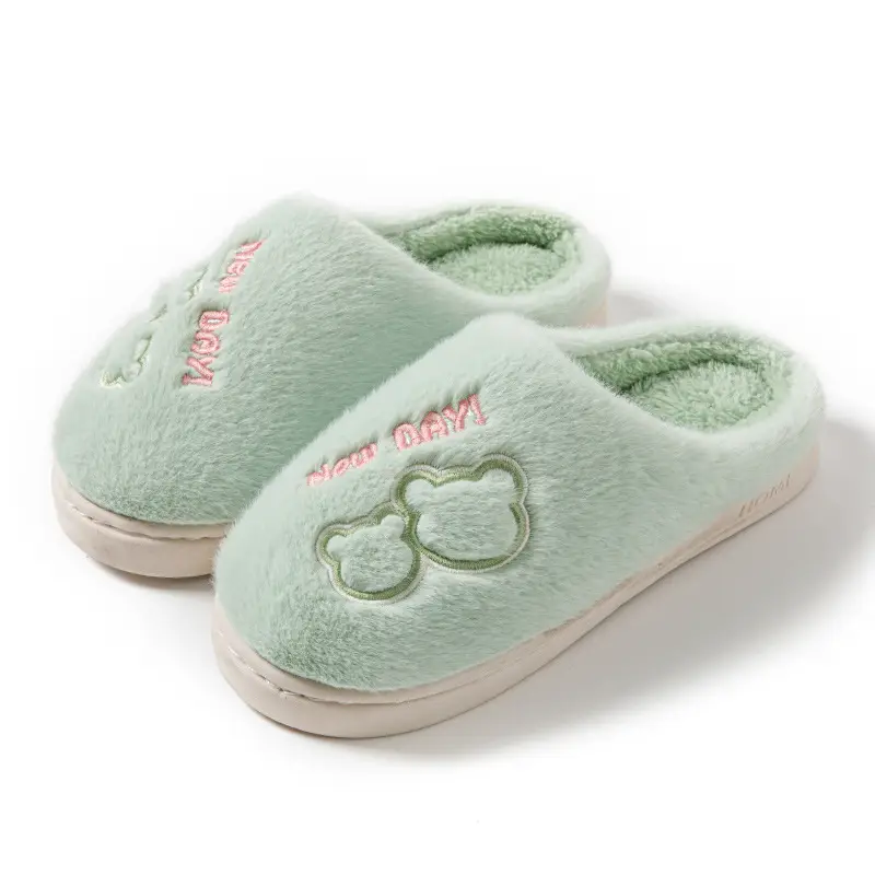 Cotton Slippers Men's Autumn and Winter Indoor Home Comfortable Thick Sole Dung Feeling Plush Warm Couple Shoes for Women - Image 3