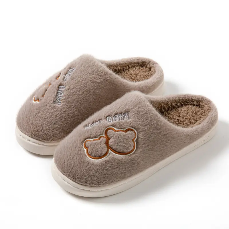 Cotton Slippers Men's Autumn and Winter Indoor Home Comfortable Thick Sole Dung Feeling Plush Warm Couple Shoes for Women - Image 5