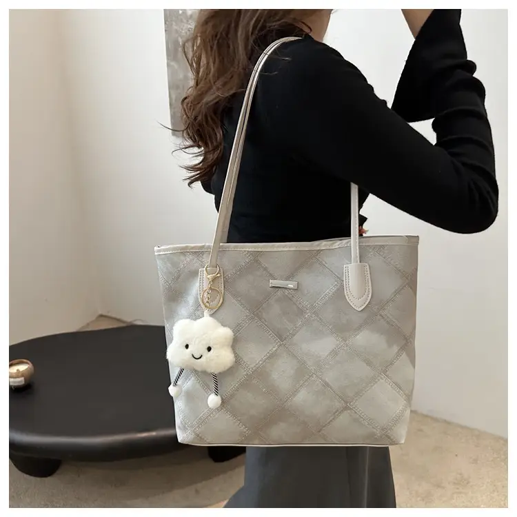 Women's Rhomboid Casual Shoulder Bag Grey 2024 — feature 20